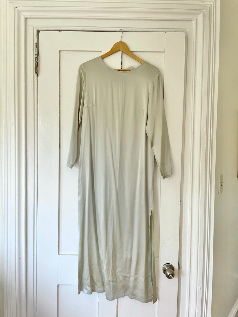 Base range Satin Maxi Dress in Light Silver
